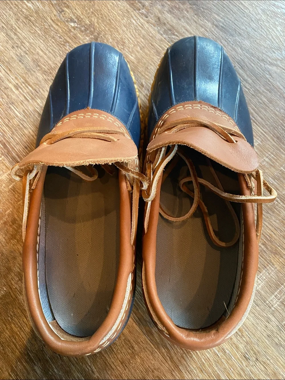 L.L. Bean Brown and Navy Leather and Rubber Duck Boot Shoes